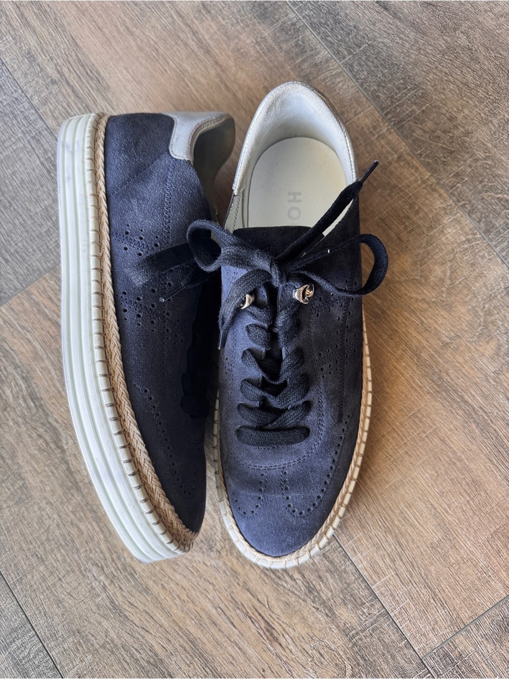 Hogan Navy Suede Lace-Up Platform Sneakers | Size 7 1/2 US